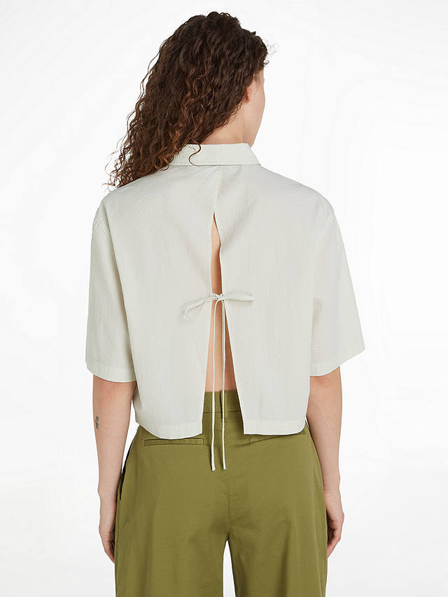 Calvin Klein Open Back Cropped Shirt, Icicle