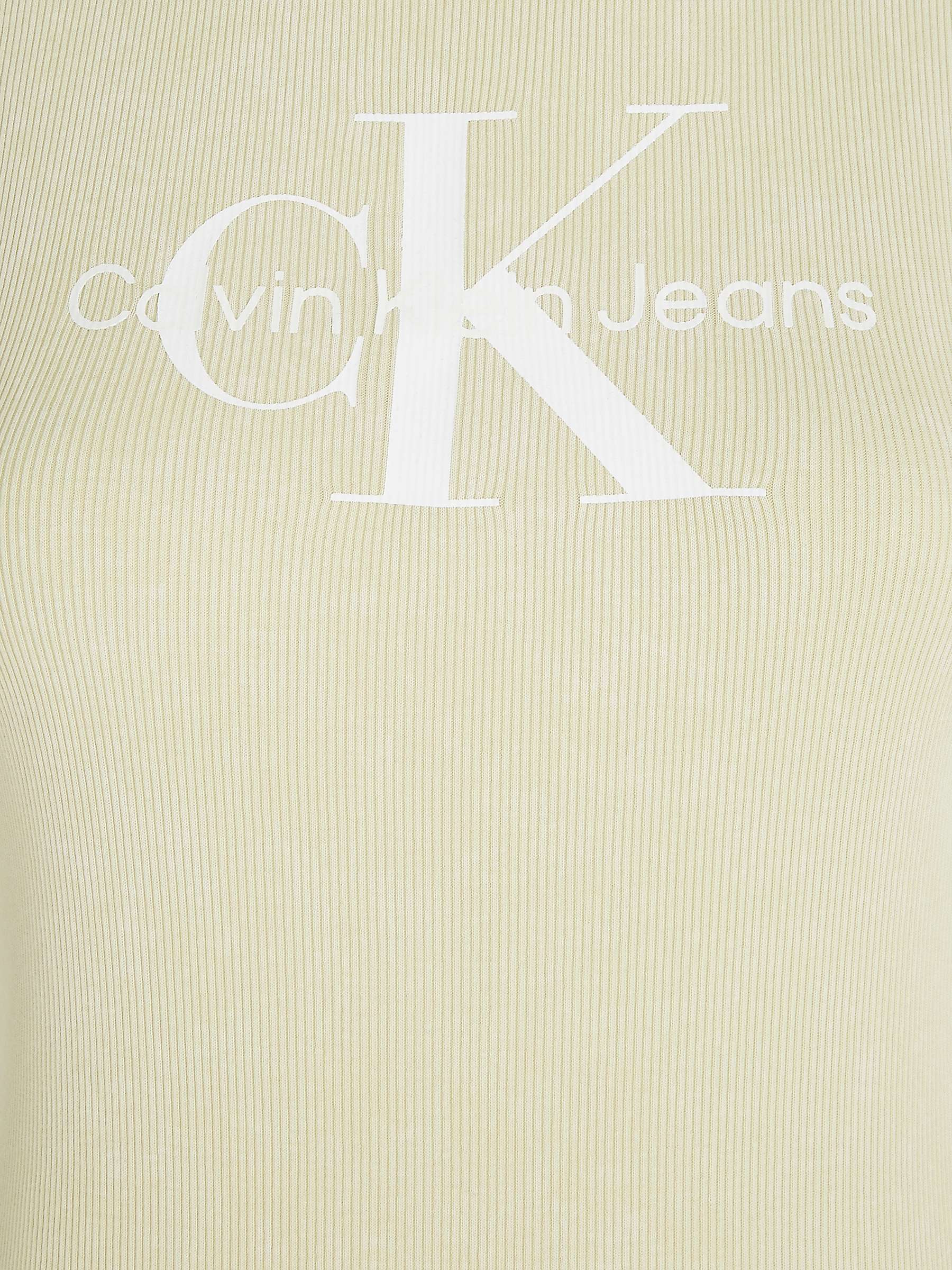 Buy Calvin Klein Cotton Blend Logo Rib Vest, Green Haze Online at johnlewis.com