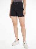 Calvin Klein Frayed Hem Denim Mom Shorts, Denim Black