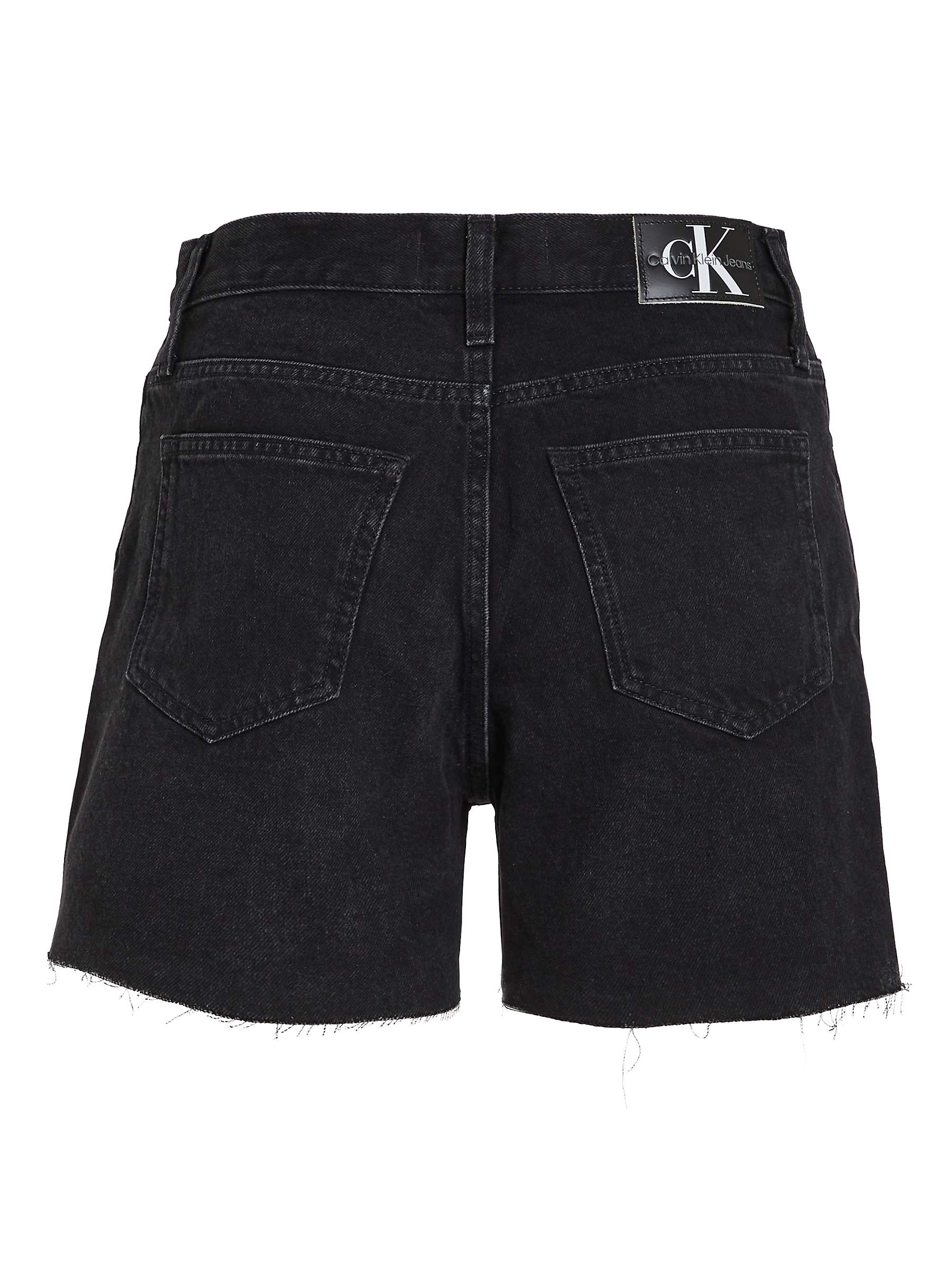 Buy Calvin Klein Frayed Hem Denim Mom Shorts, Denim Black Online at johnlewis.com