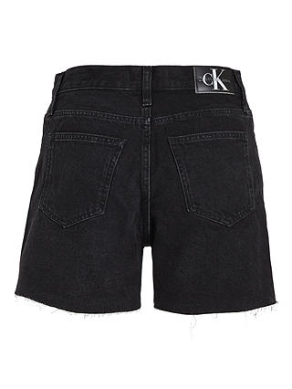 Calvin Klein Frayed Hem Denim Mom Shorts, Denim Black