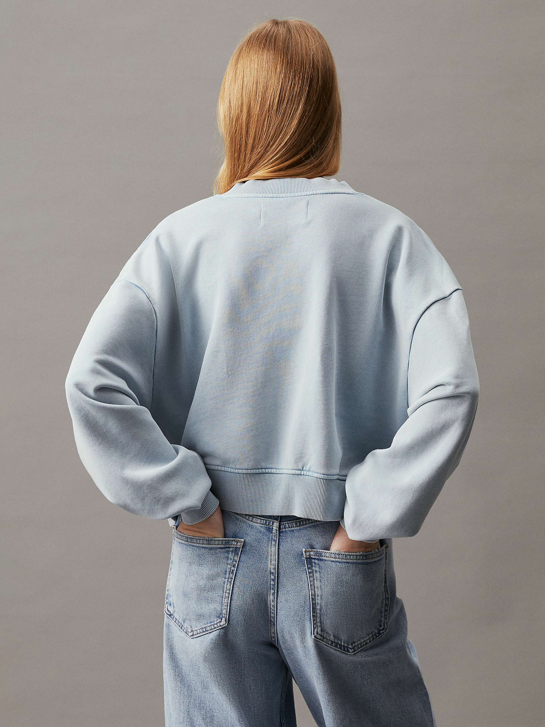 Buy Calvin Klein Cotton V-Neck Sweatshirt, Dusk Blue Online at johnlewis.com
