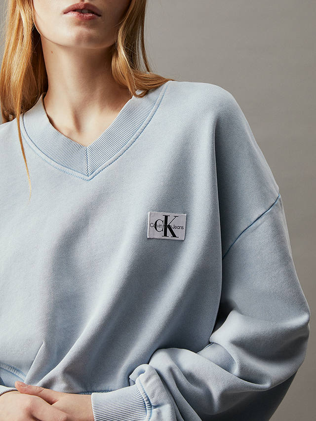 Calvin Klein Cotton V-Neck Sweatshirt, Dusk Blue