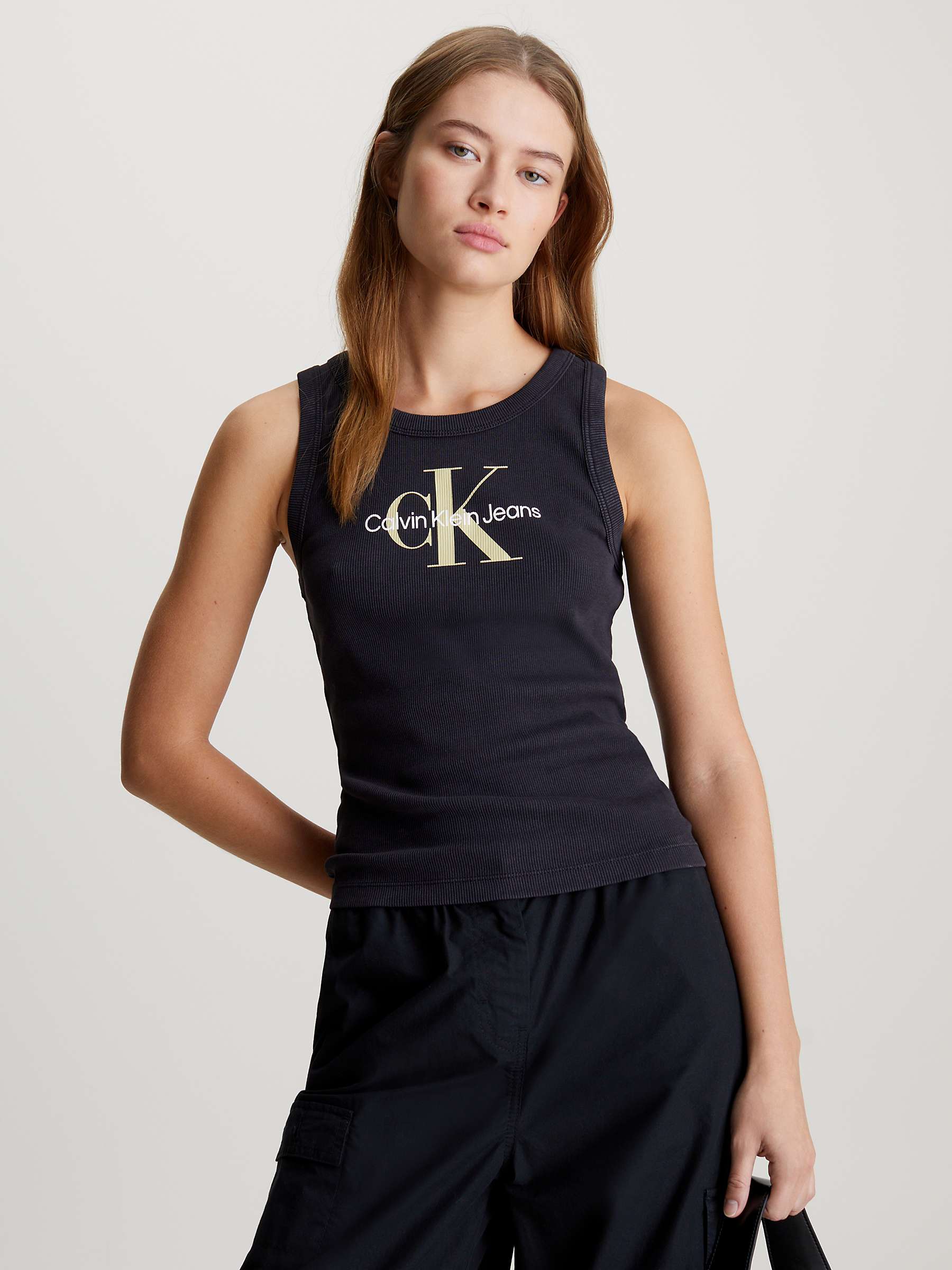 Buy Calvin Klein Jeans Achival Logo Vest Top, Black Online at johnlewis.com