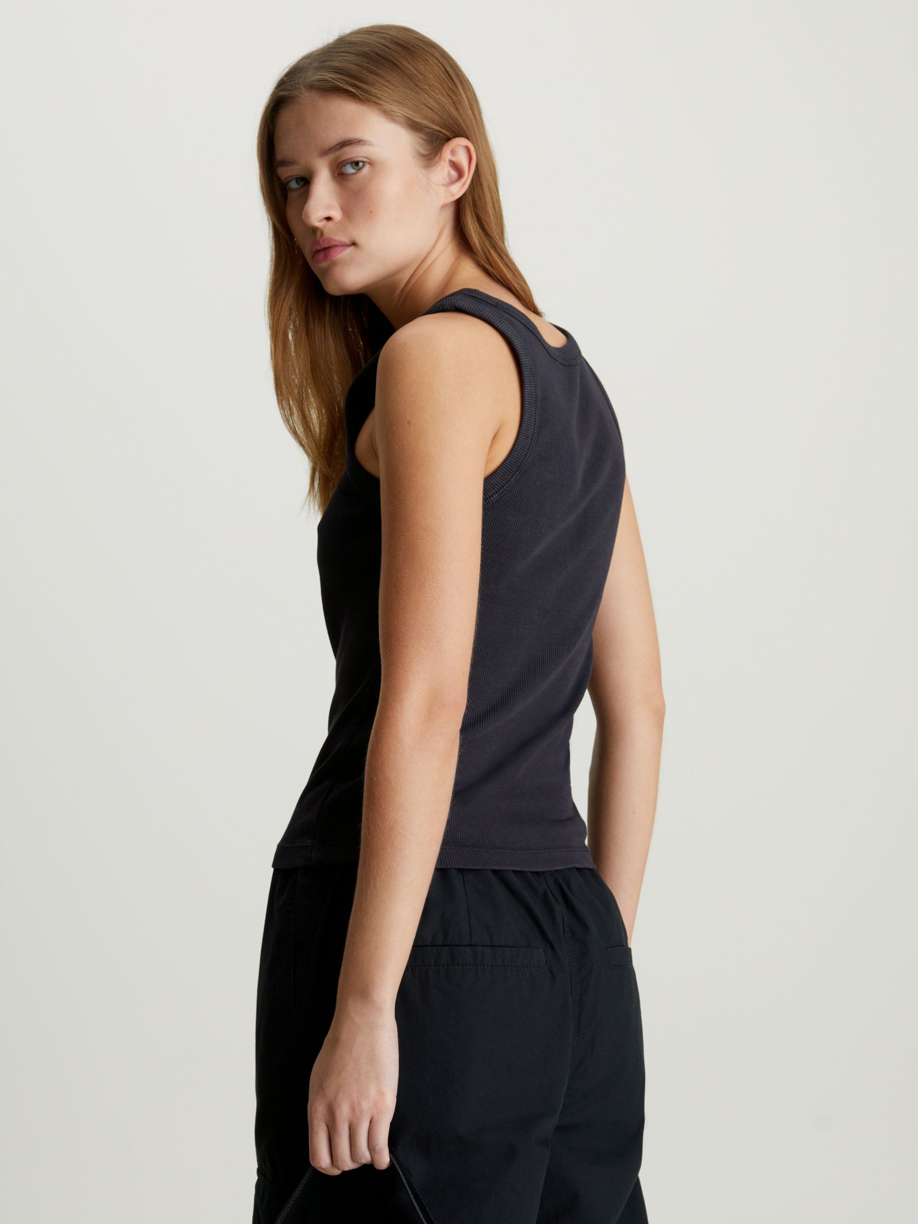 Calvin Klein Jeans Achival Logo Vest Top, Black, L