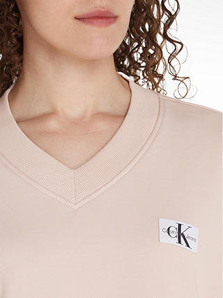 Calvin Klein Cropped V-Neck Sweatshirt, Sepia Rose