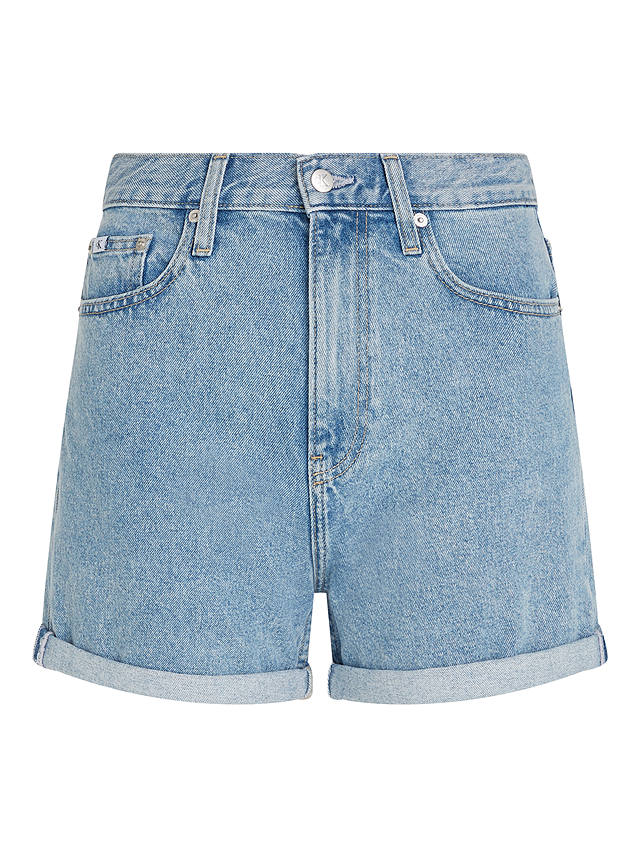 Calvin Klein Denim Mom Shorts, Mid Blue