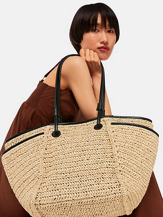 Whistles Zoelle Straw Tote Bag, Natural