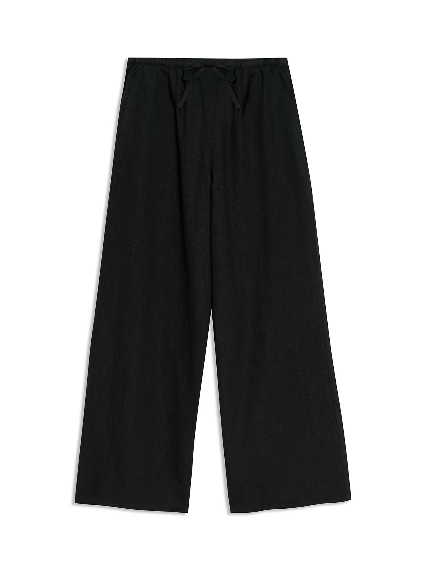 Buy Albaray Linen Drawstring Wide Leg Trousers, Black Online at johnlewis.com