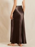 Albaray Satin Midi Skirt, Chocolate