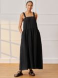 Albaray Sleeveless Cheesecloth Cotton Dress, Black
