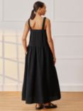 Albaray Sleeveless Cheesecloth Cotton Dress, Black