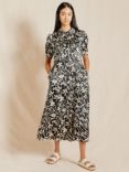 Albaray Floral Brushstroke Tea Dress, Black