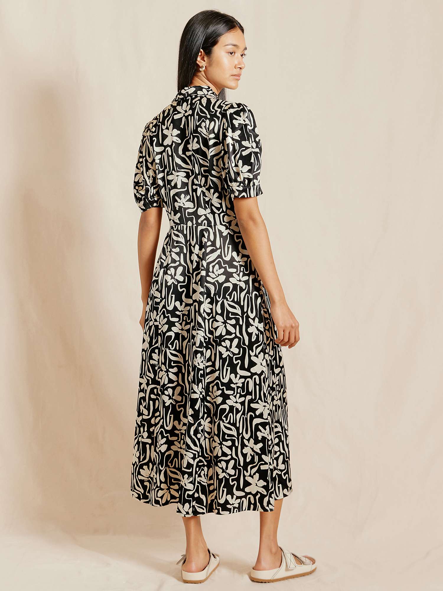 Buy Albaray Floral Brushstroke Tea Dress, Black Online at johnlewis.com