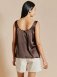 Albaray Satin Scoop Neck Top, Chocolate