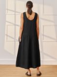 Albaray Linen Drop Waist Midi Dress, Black
