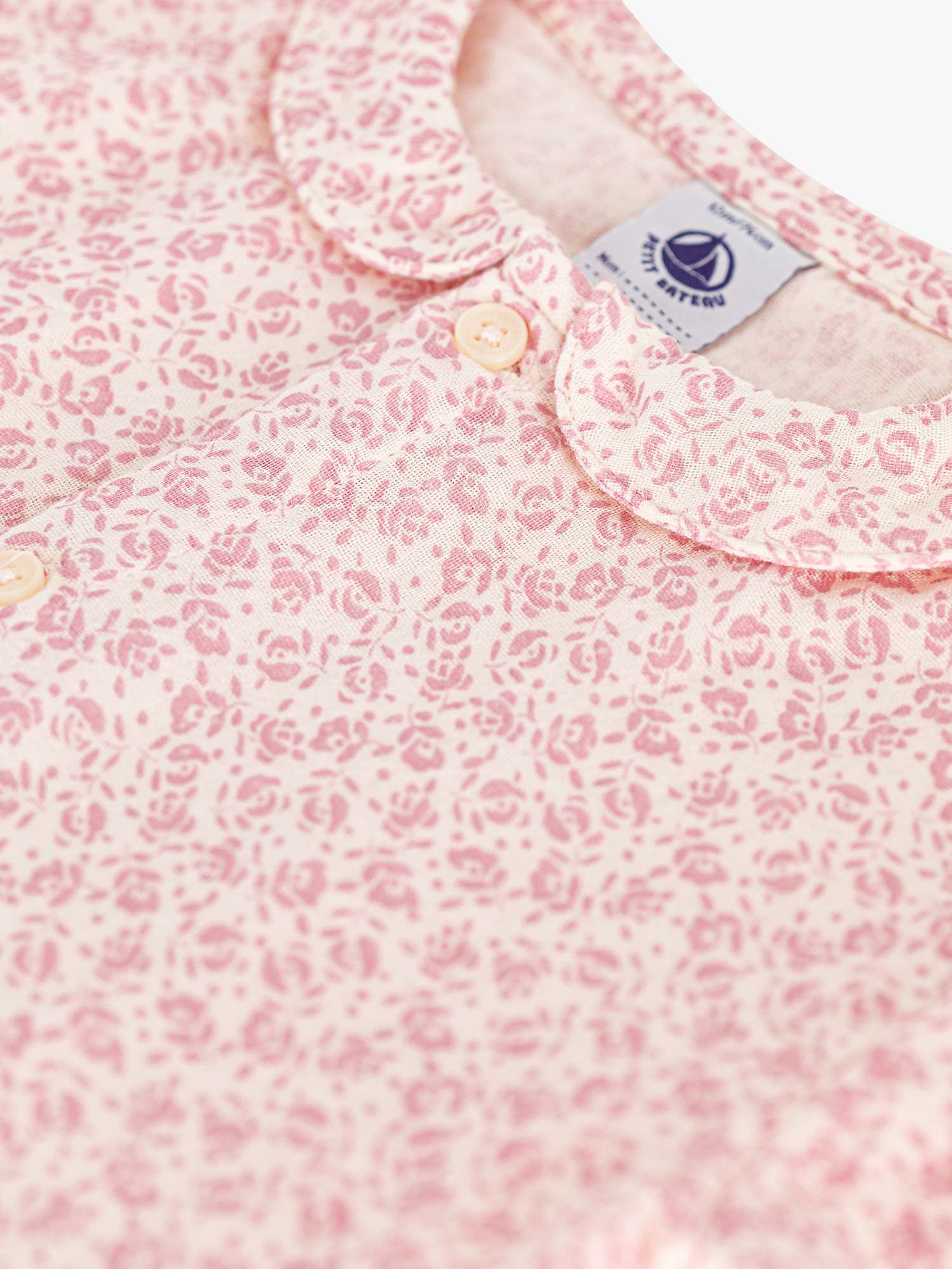 Buy Petit Bateau Baby Gauze Floral Print Romper, Pink Online at johnlewis.com