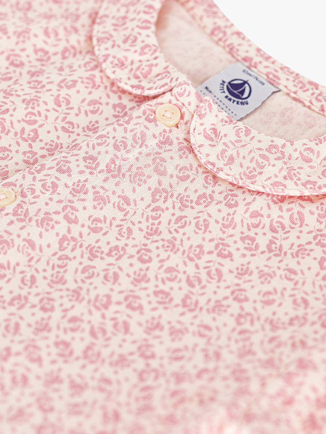 Petit Bateau Baby Gauze Floral Print Romper, Pink