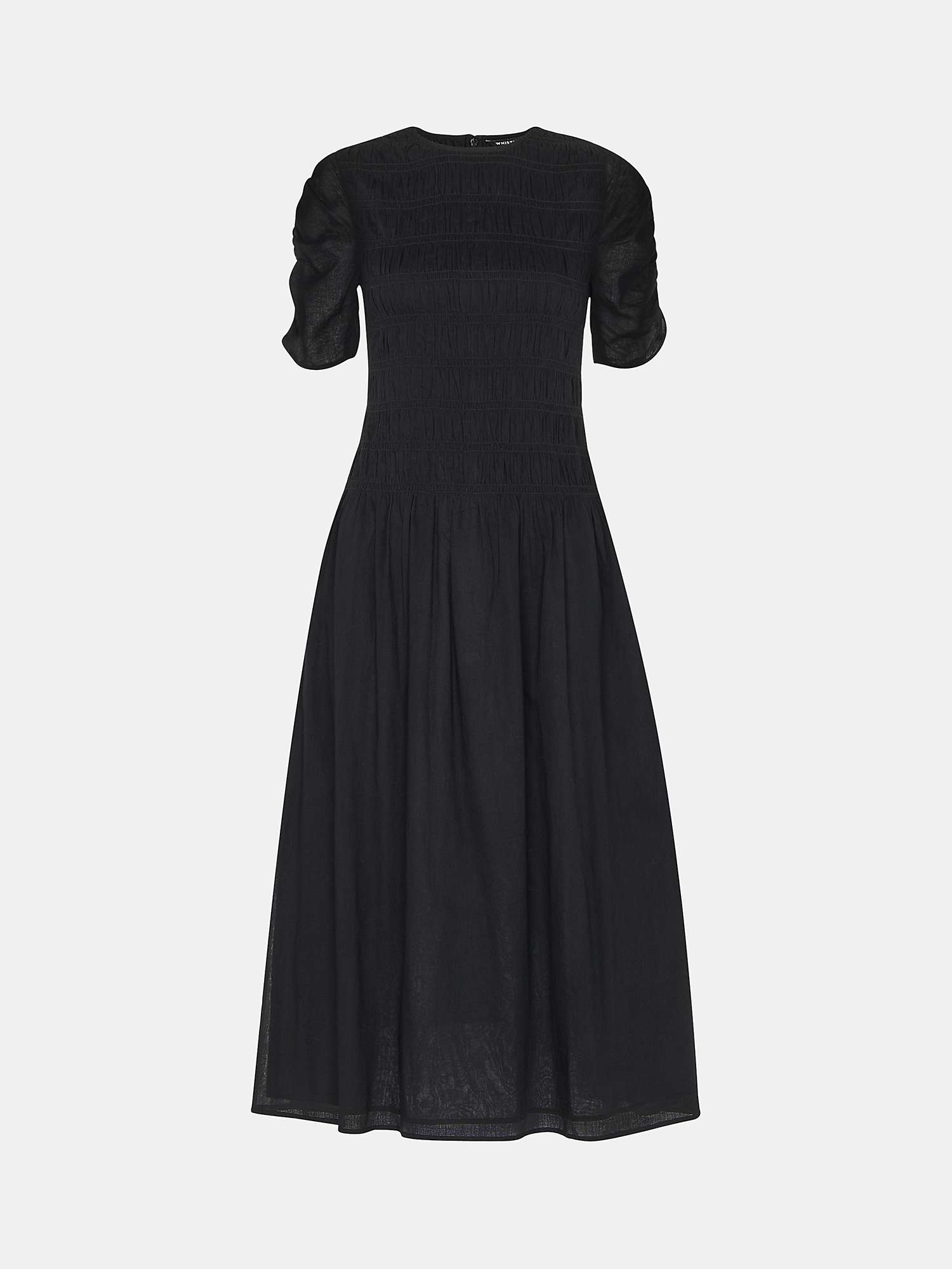 Buy Whistles Avery Smocked Midi Dress, Black Online at johnlewis.com