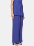 Whistles Petite Clara Wide Leg Drawstring Waist Trousers, Blue