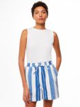 Whistles Painted Stripe Cotton Shorts, White/Blue