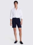 Moss Matte Linen Blend Side Adjustable Shorts, Navy