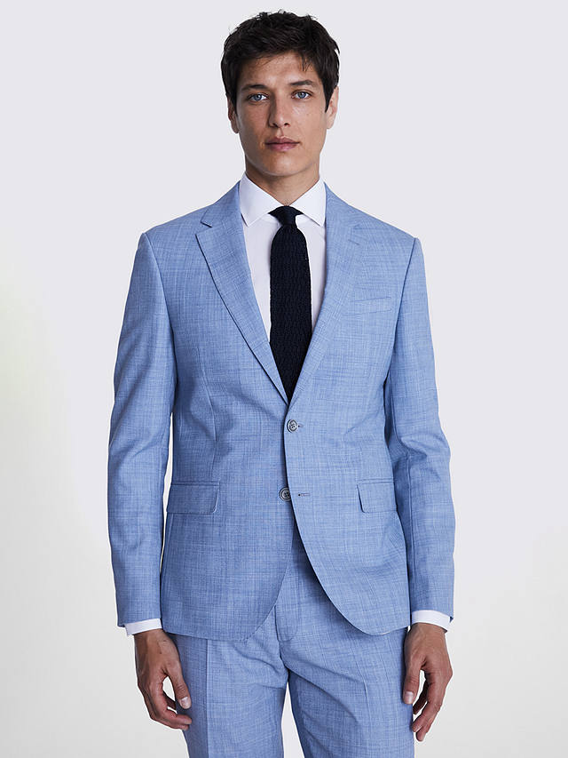 Moss Slim Fit Wool Blend Marl Suit Jacket, Sky Blue