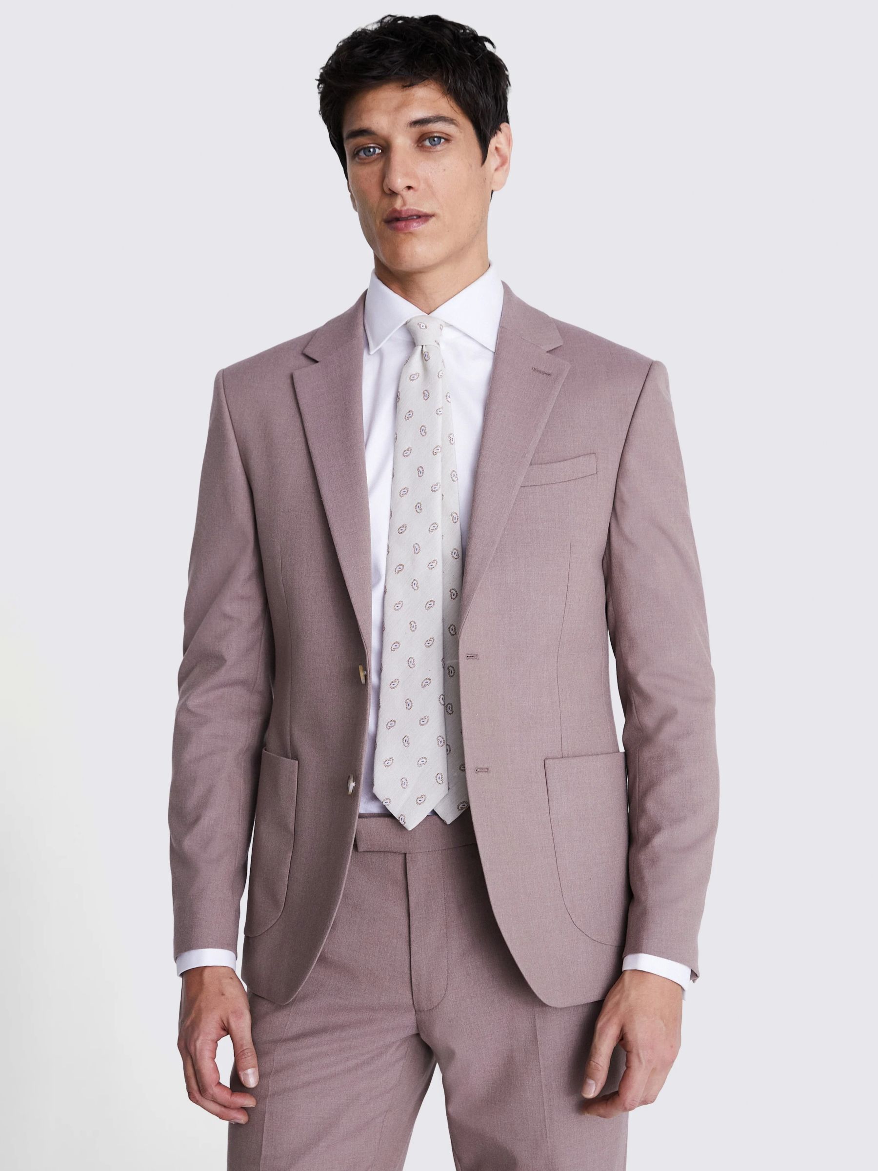 Buy Moss Slim Fit Flannel Suit Jacket, Dusty Pink Online at johnlewis.com