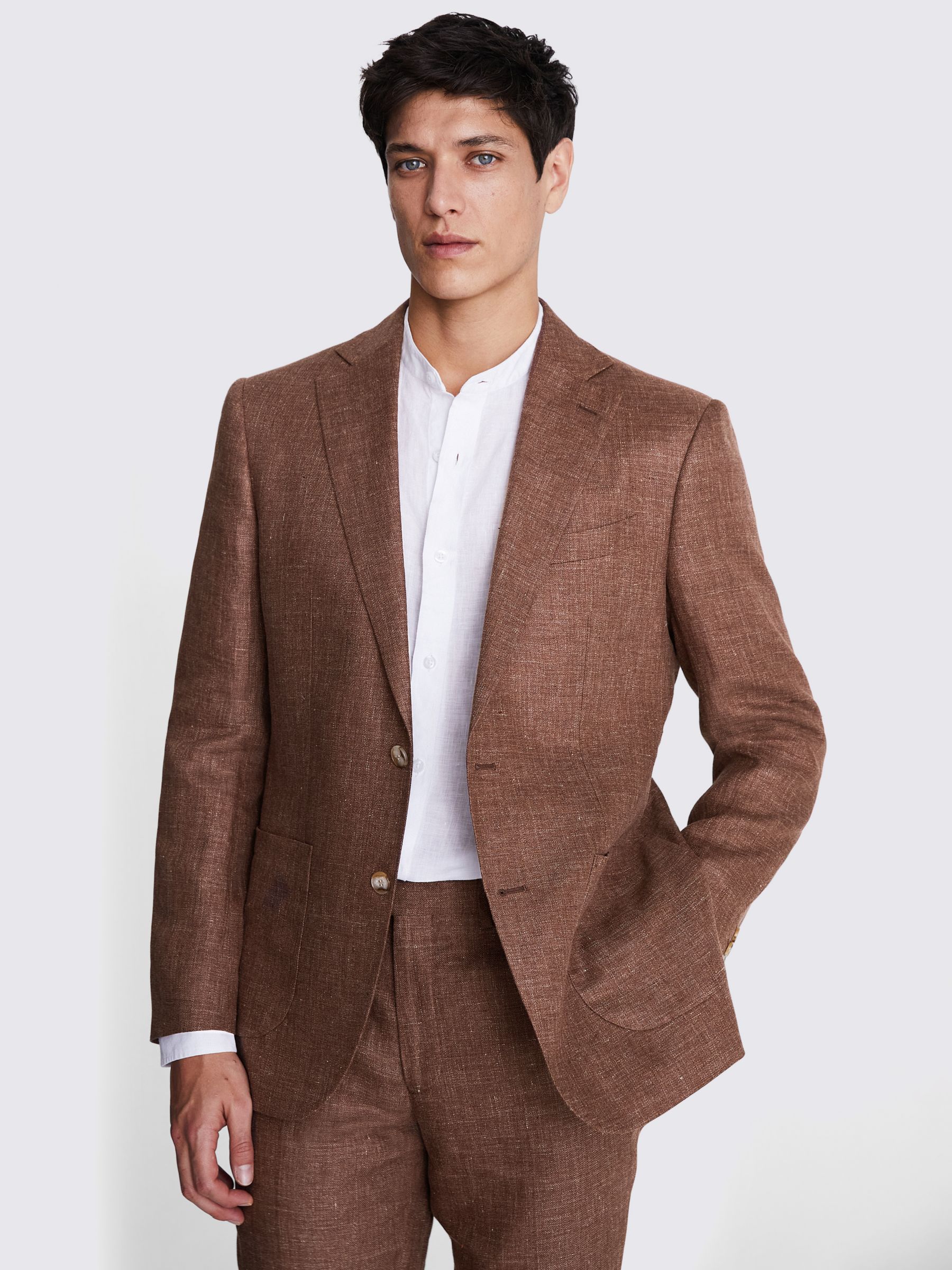 Moss Tailored Fit Linen Suit Jacket, Copper, 36S