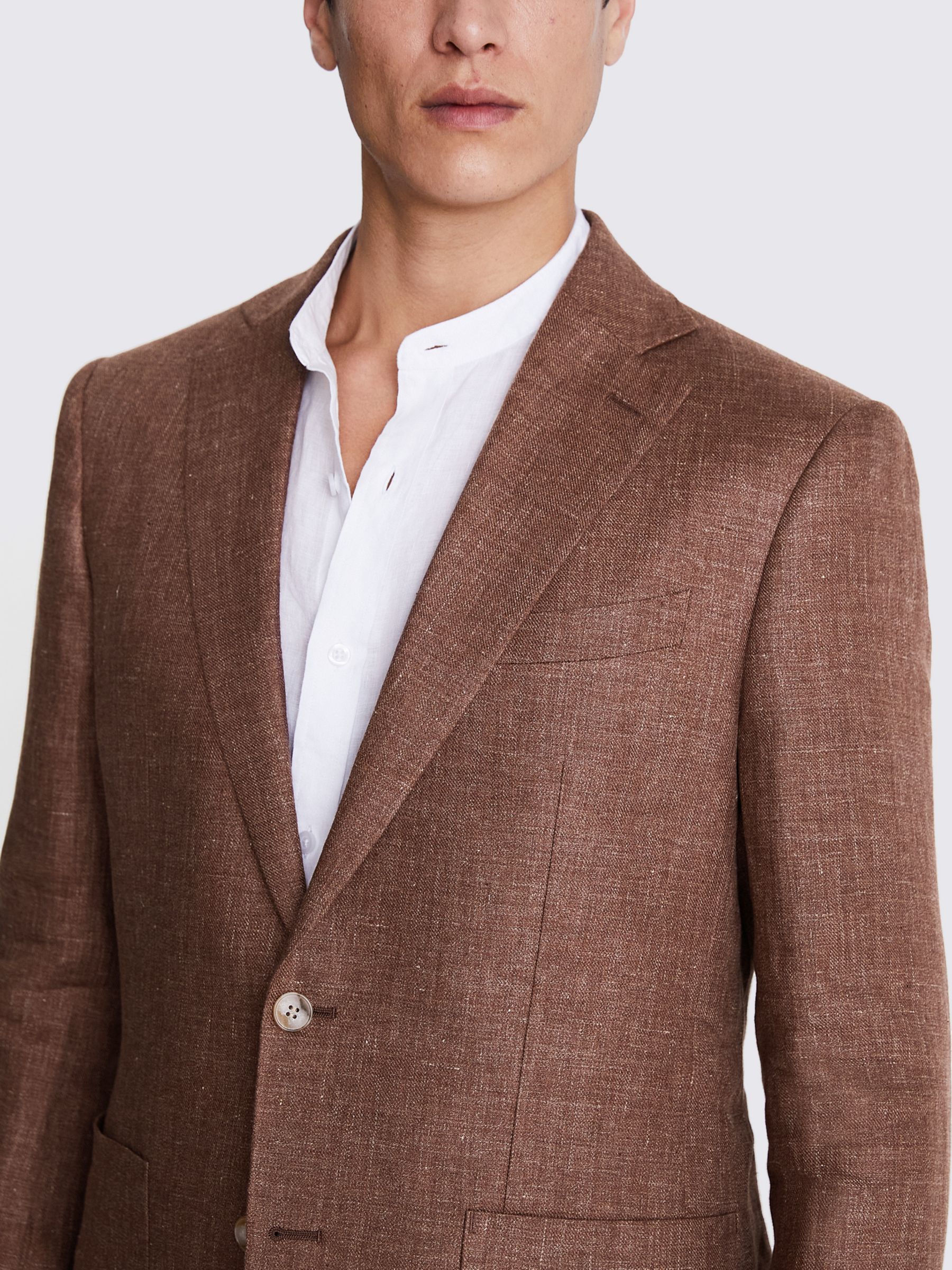 Moss Tailored Fit Linen Suit Jacket, Copper, 36S