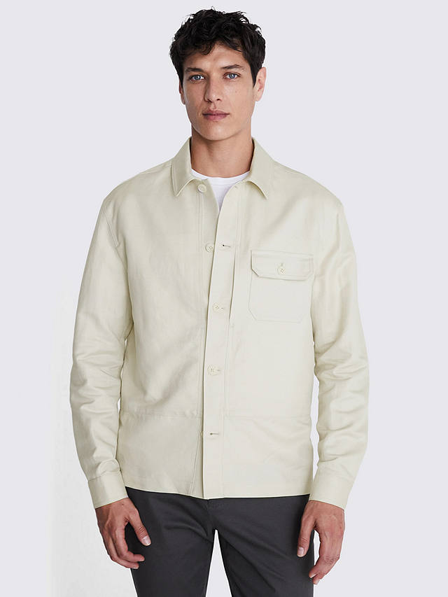 Moss Linen Blend Worker Overshirt, Light Camel