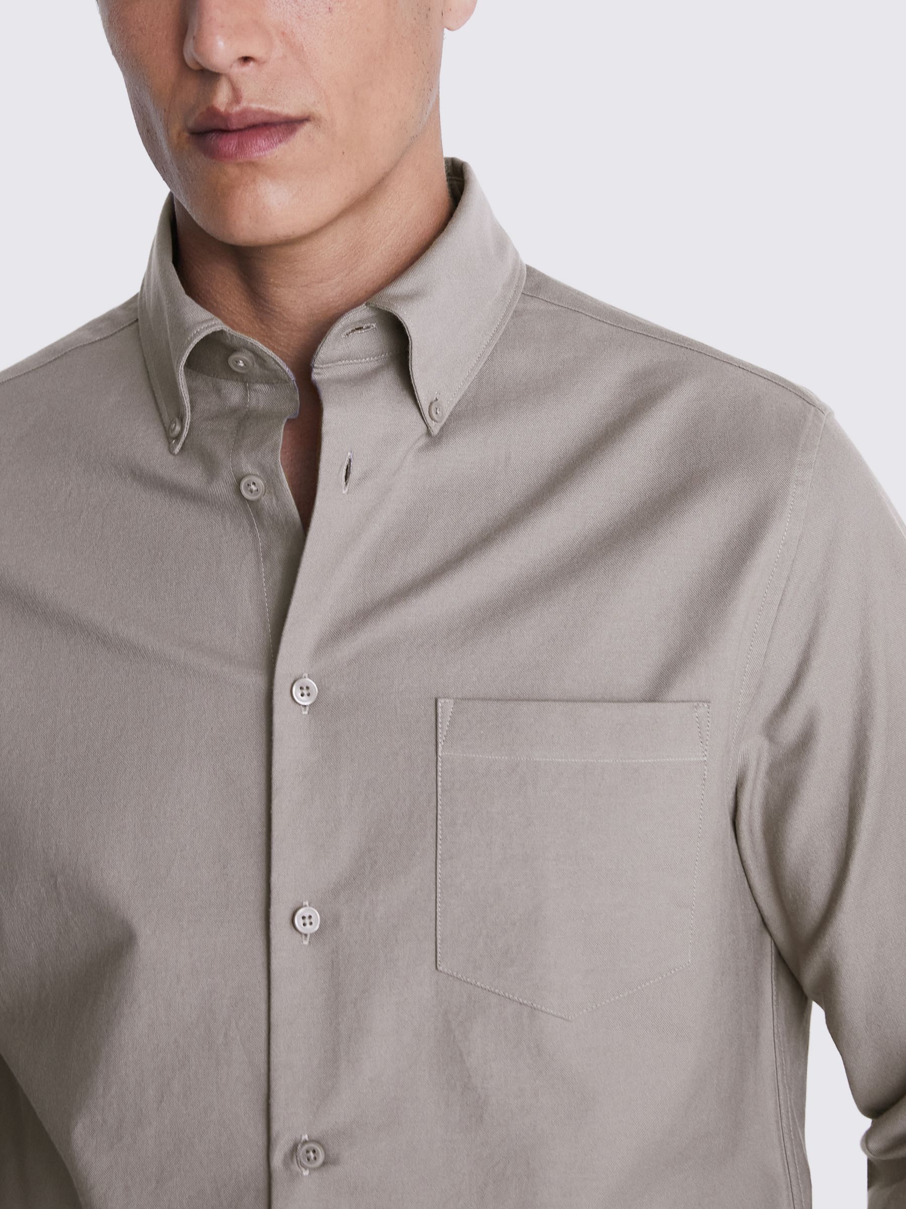 Moss Washed Oxford Shirt, Dark Taupe, S
