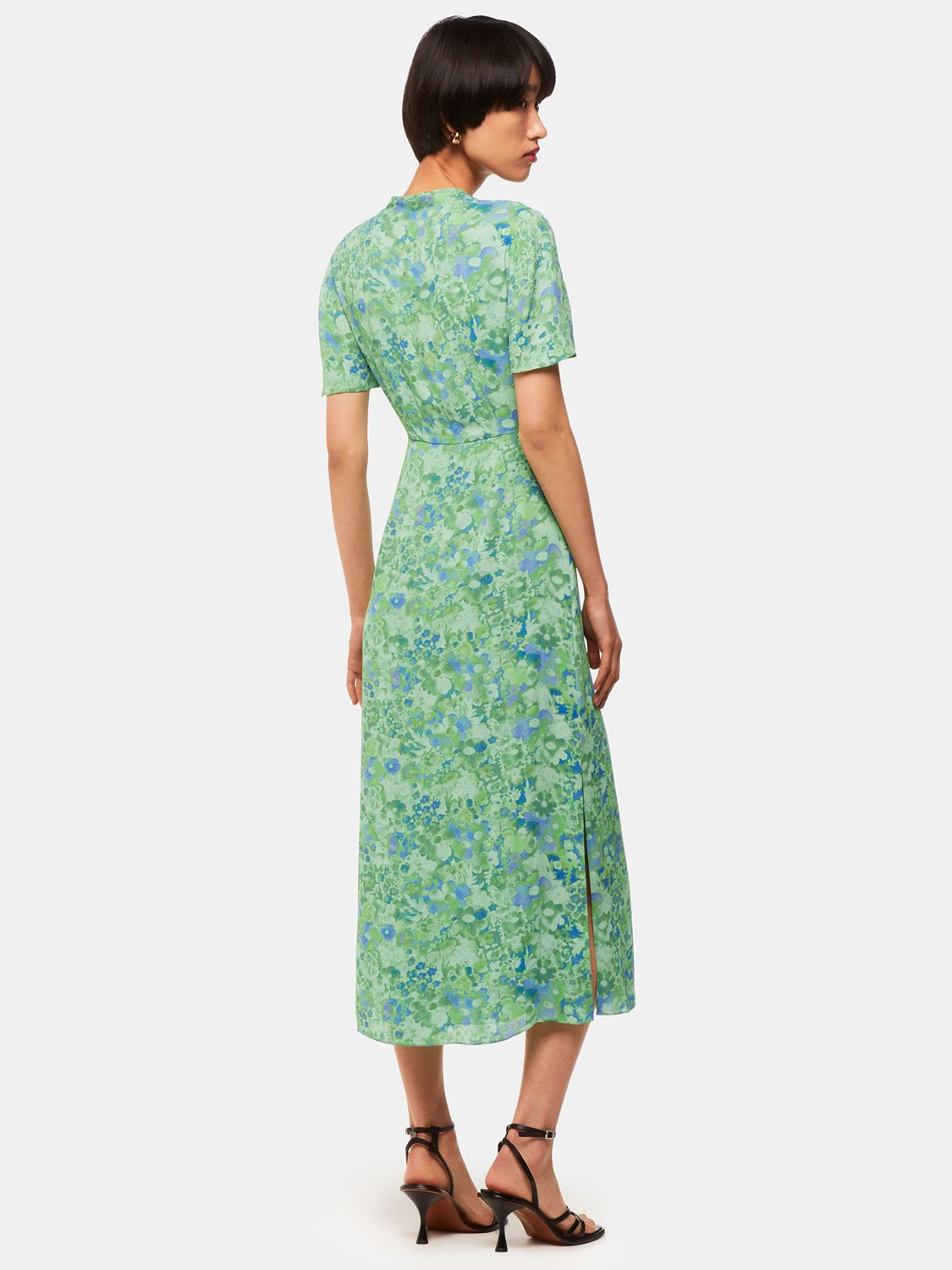 Whistles Lucid Floral Bonnie Dress, Green/Multi, 6