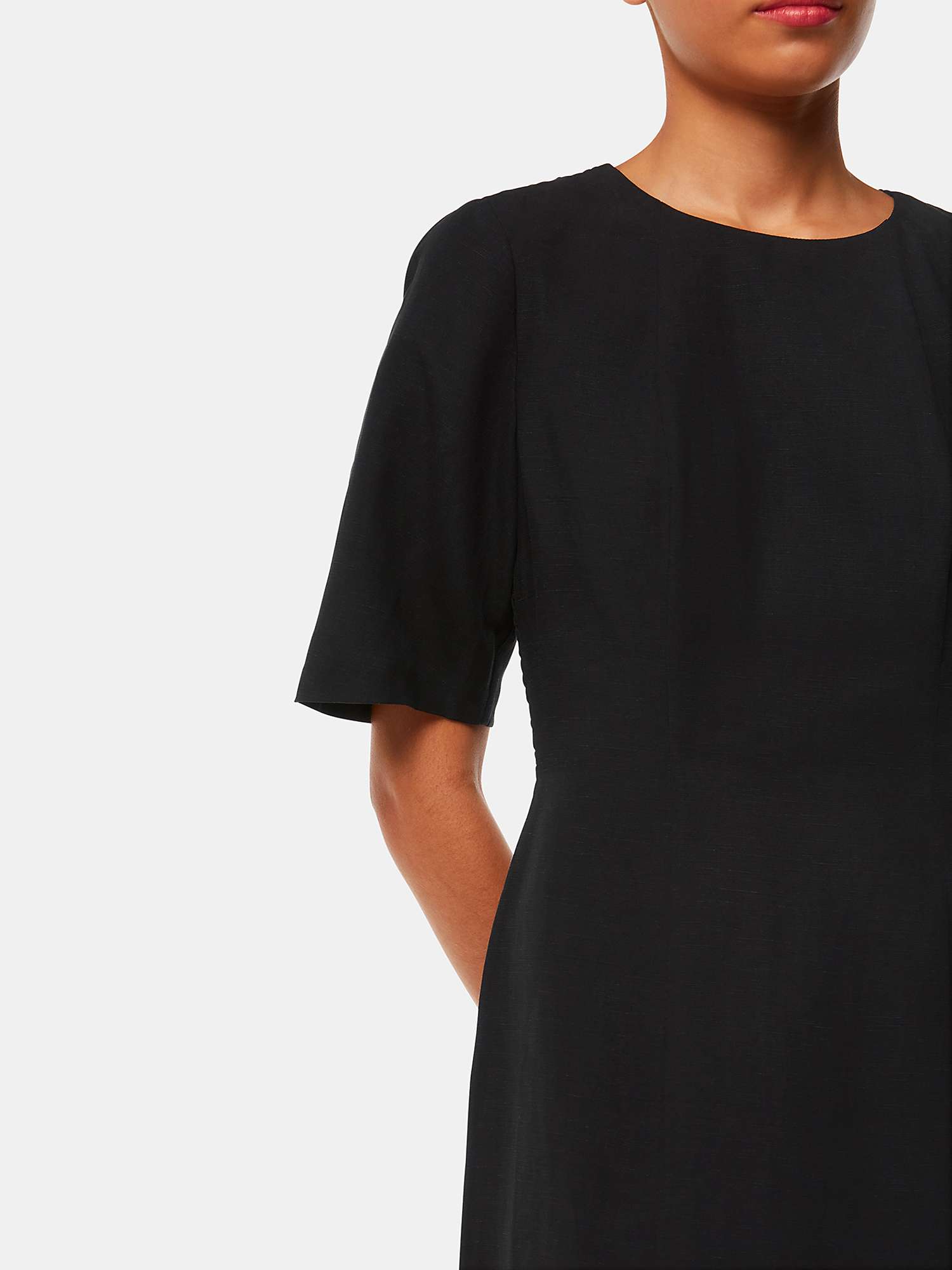 Buy Whistles Veda Linen Blend Midi Dress, Black Online at johnlewis.com