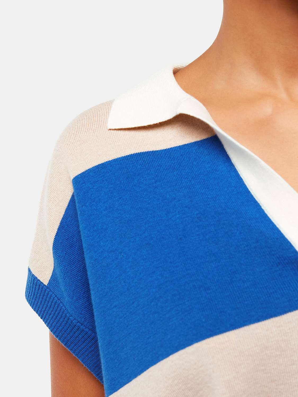 Buy Whistles Lyla Striped Knitted Polo Top, Blue/Multi Online at johnlewis.com