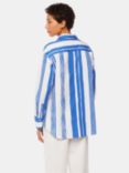 Whistles Painted Stripe Oversized Cotton Shirt, White/Blue