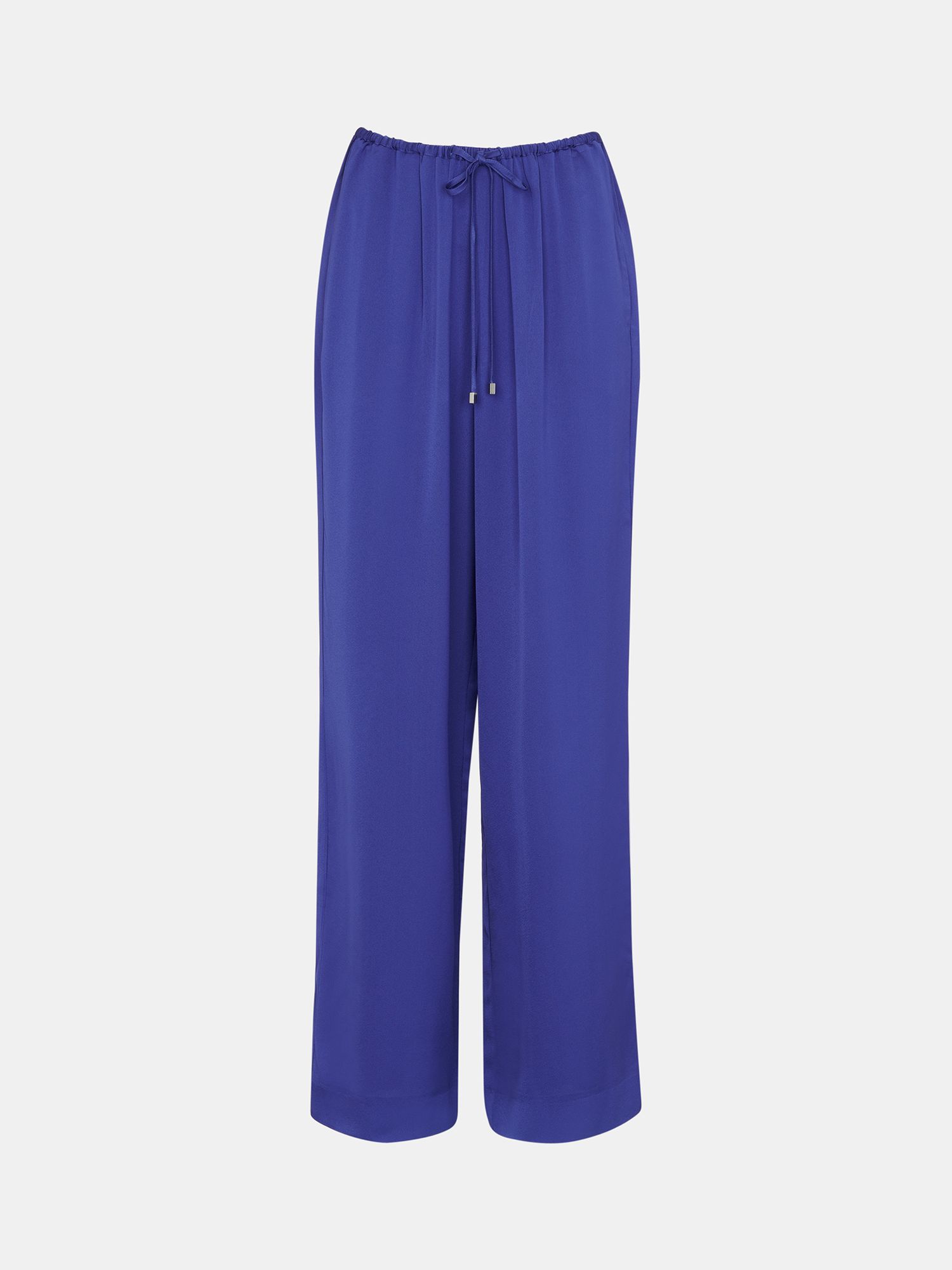 Whistles Clara Wide Leg Drawstring Waist Trousers, Blue, 6