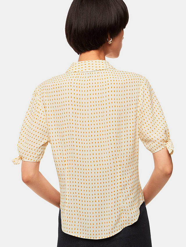 Whistles Oval Spot Tie Sleeve Blouse, Ivory/Multi