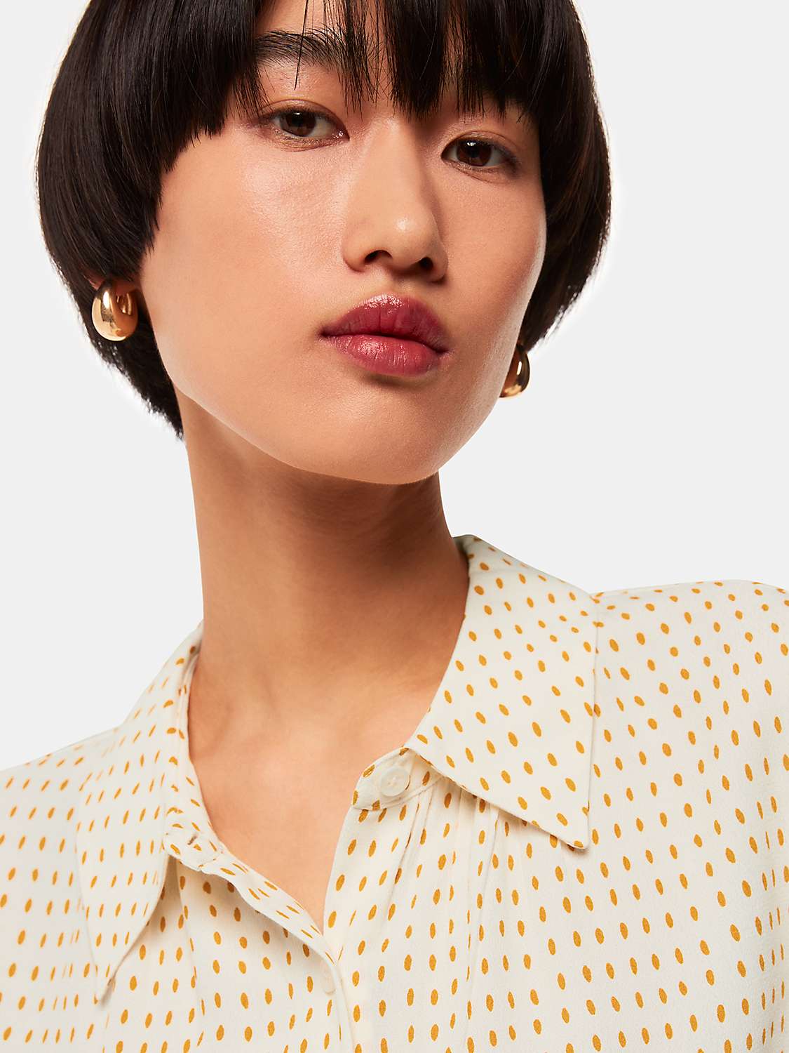 Buy Whistles Oval Spot Tie Sleeve Blouse, Ivory/Multi Online at johnlewis.com