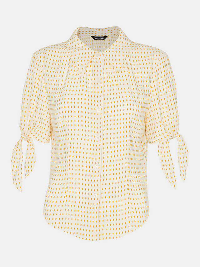 Whistles Oval Spot Tie Sleeve Blouse, Ivory/Multi