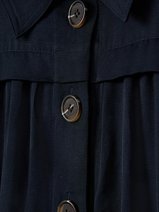 Reiss Petite Malika Linen Blend Midi Shirt Dress, Navy