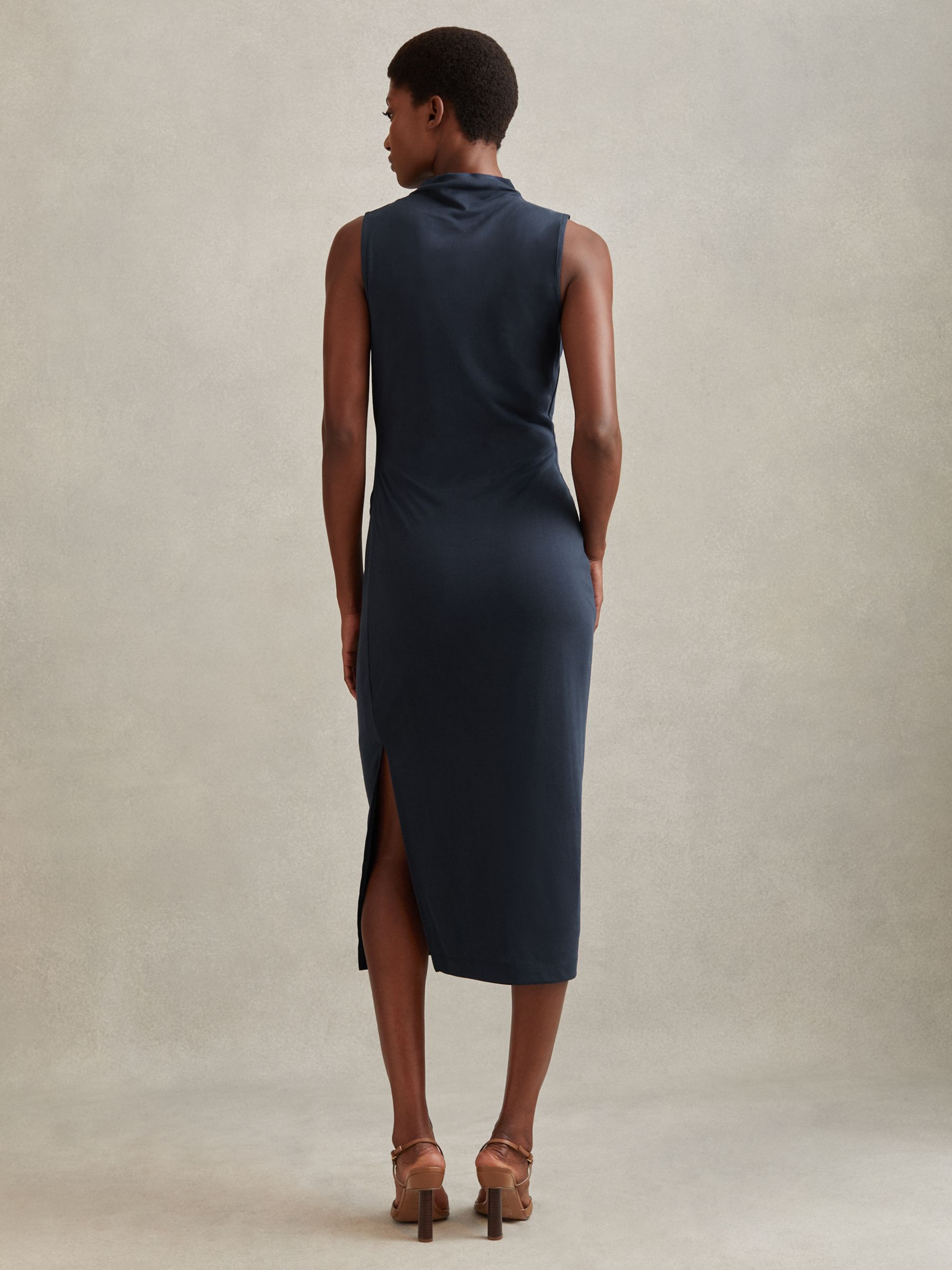 Buy Reiss Beaux Draped Sleeveless Jersey Midi Dress, Navy Online at johnlewis.com