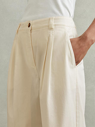 Reiss Astrid Wide Leg Pleat Front Trousers, White