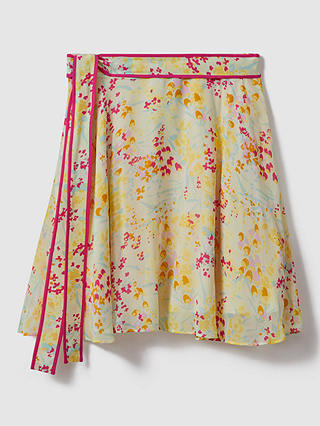 Reiss Lyla Floral Print Mini Skirt, Yellow/Multi