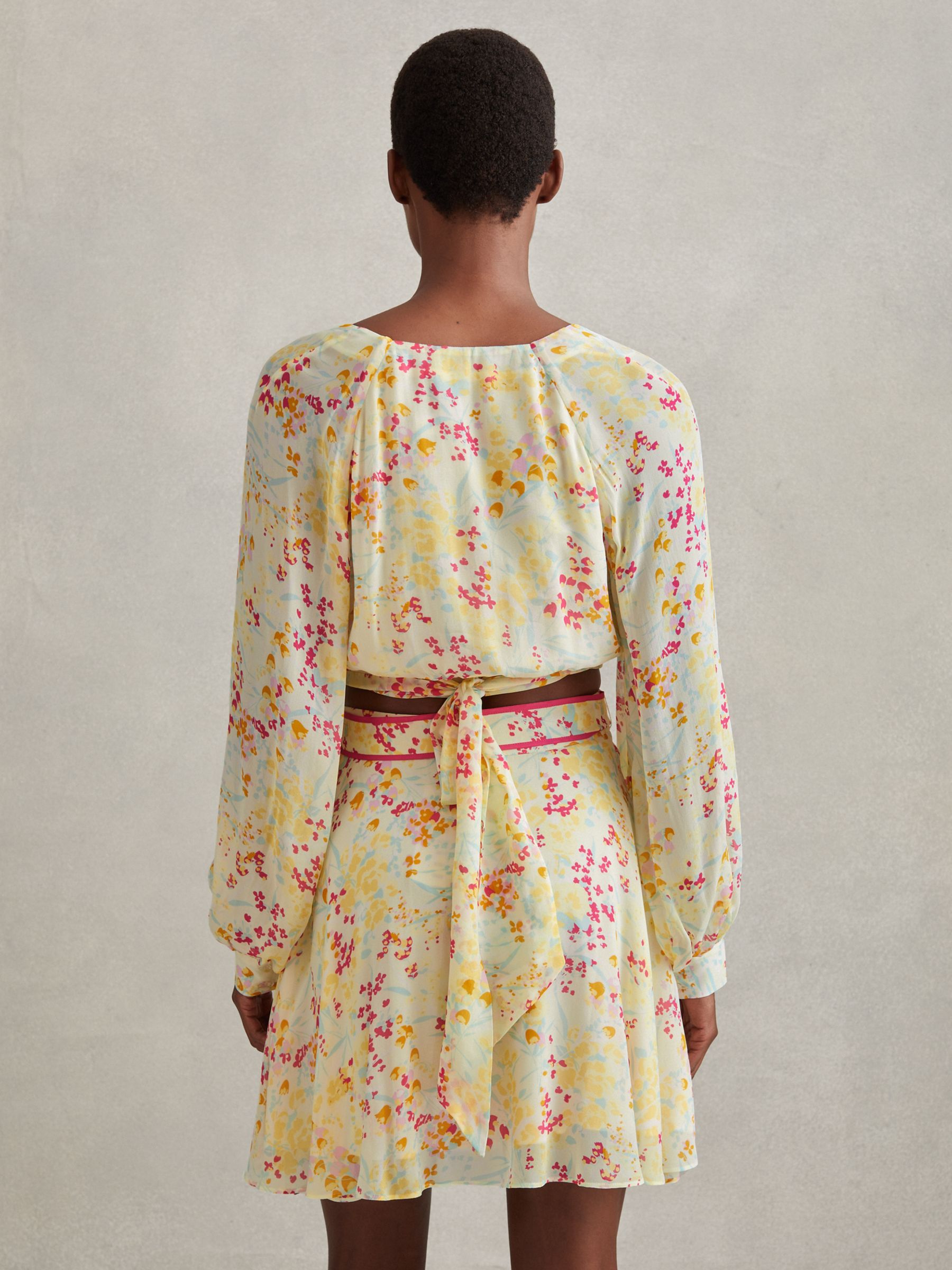 Buy Reiss Lyla Floral Print Mini Skirt, Yellow/Multi Online at johnlewis.com