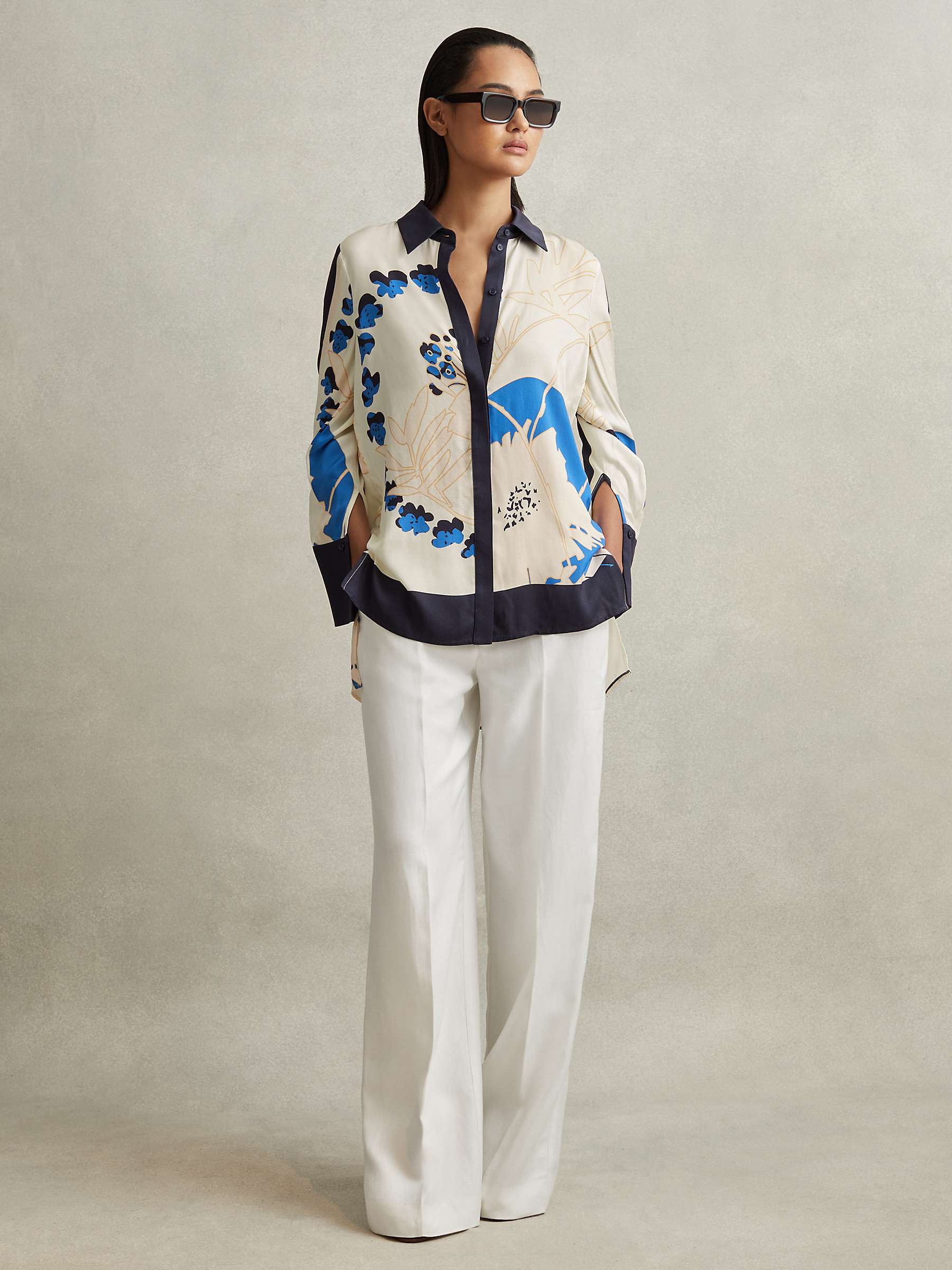 Buy Reiss Isla Placement Print Blouse, Blue/Multi Online at johnlewis.com