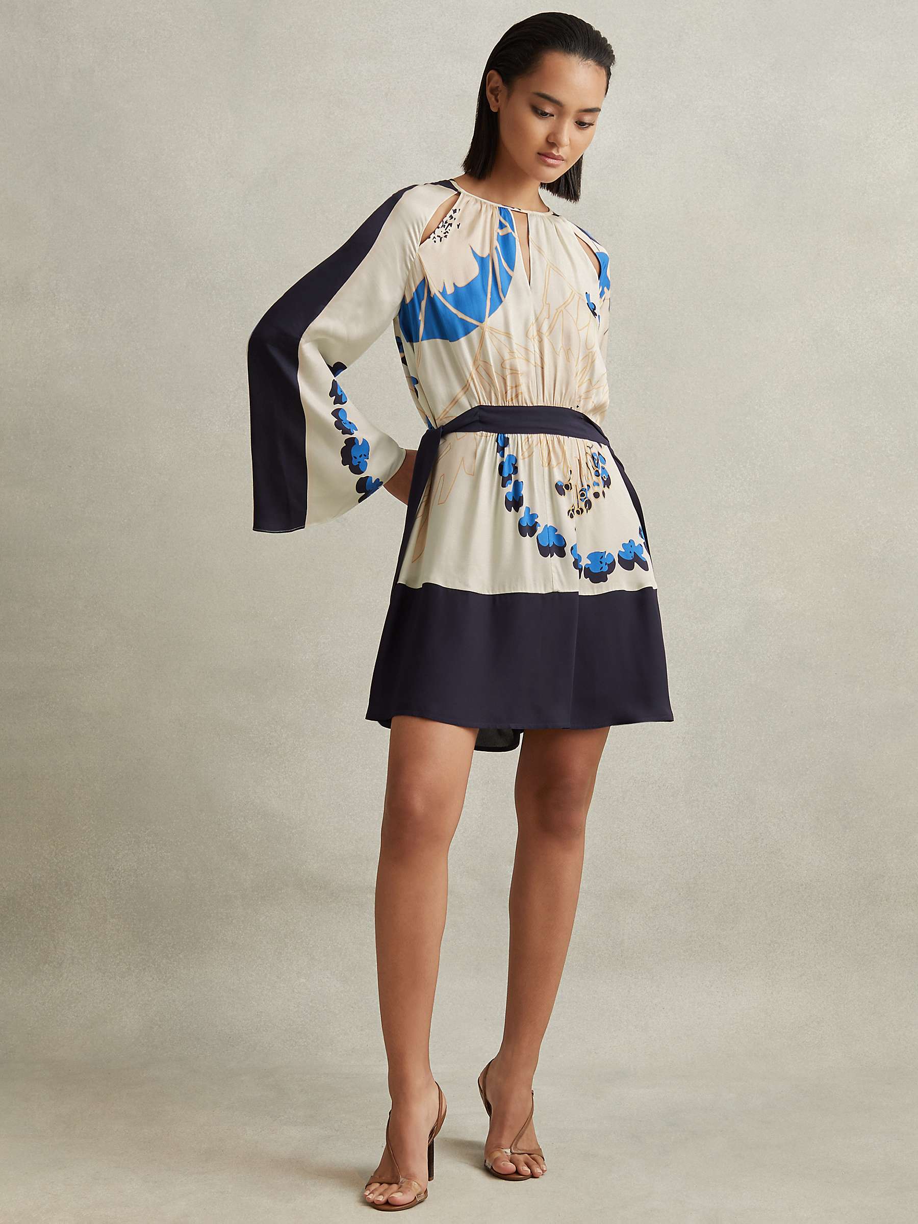Buy Reiss Sasha Block Print Mini Dress, Blue/Multi Online at johnlewis.com