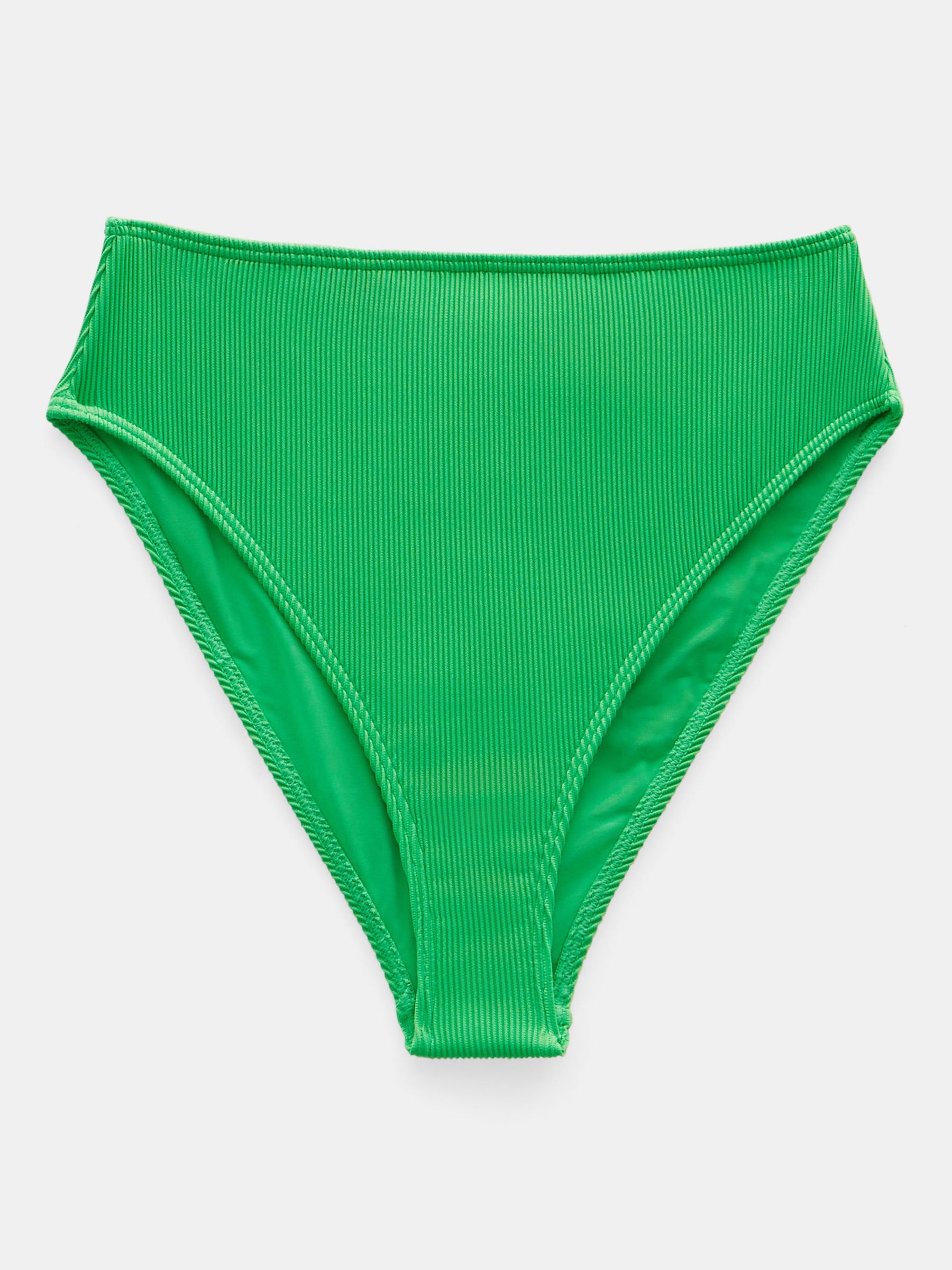 HUSH Harper High Waisted Rib Bikini Bottoms, Green, 10