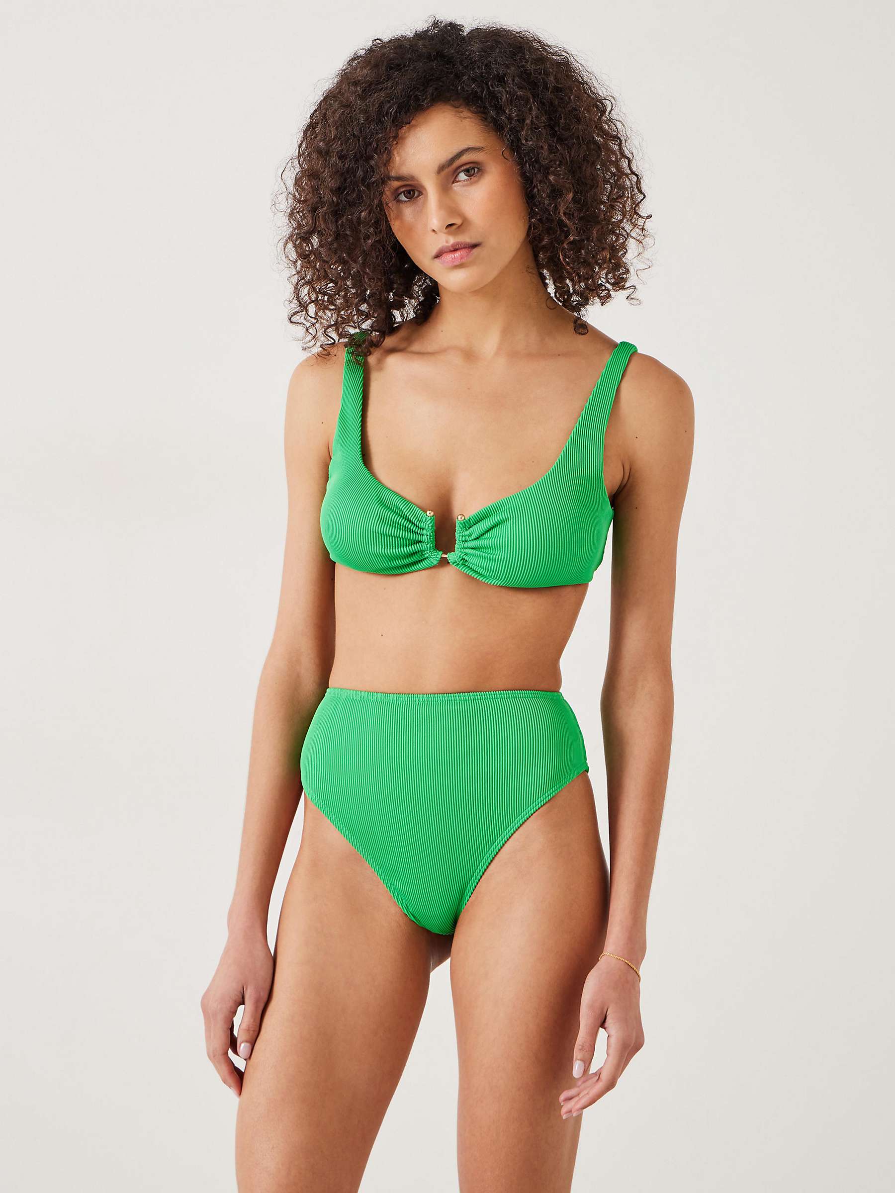Buy HUSH Chloe Rib Bikini Top, Green Online at johnlewis.com