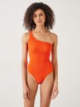 HUSH Oakley Crinkle Fabric One Shoulder Swimsuit, Orange
